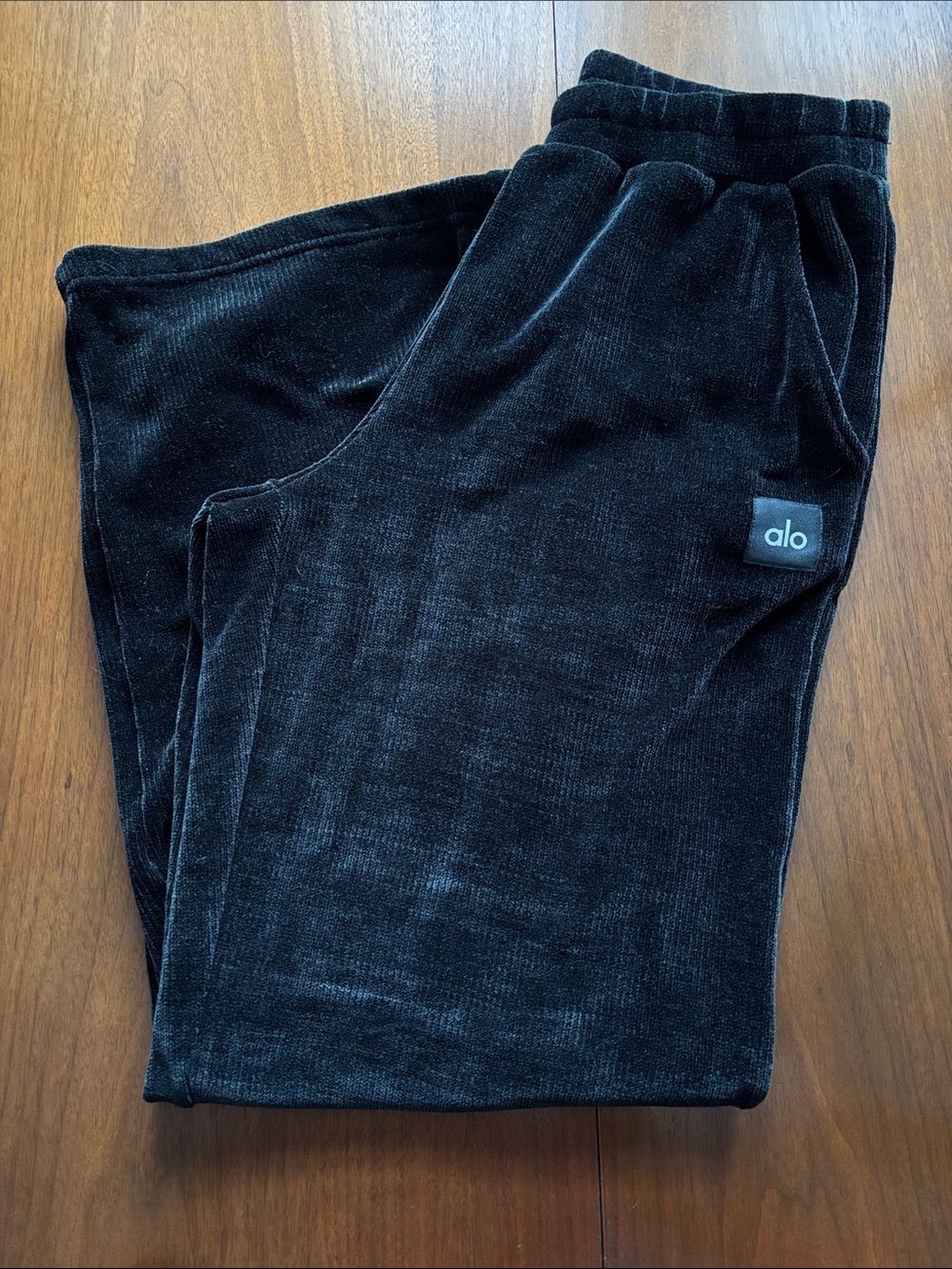 ALO Yoga Black Corduroy Wide Leg Sweatpants